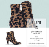 Women'S Pointed Toe Metal Buckle Two Strap Ankle Booties Side Zipper Kitten Heel Dress Classic Short Boots